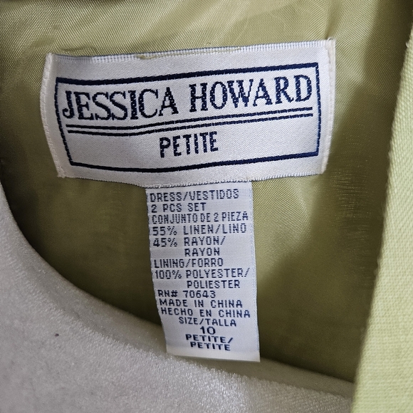 Jessica Howard Petite Vintage Women's Linen Blend Green Maxi Sheath Dress Sz 10P - Picture 2 of 9